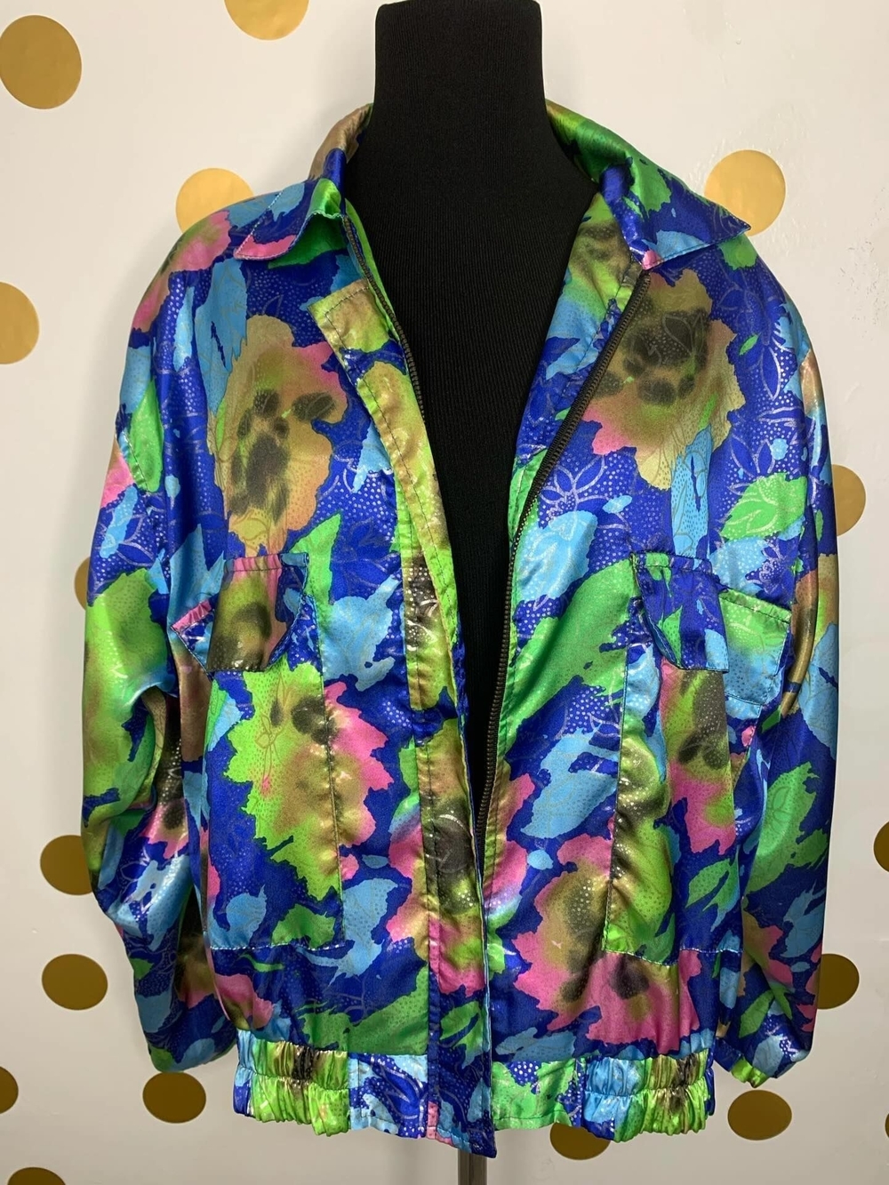 Vibrant Multicolor Satin Bomber Jacket - Women - Size: M/L - Picture 2 of 4